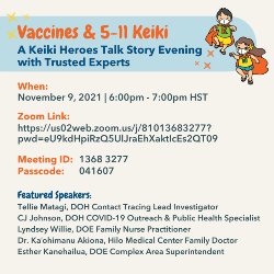 Keiki Heroes Presents Vaccines & Keiki 5-11: A Keiki Heroes Talk Story Evening with Trusted Experts